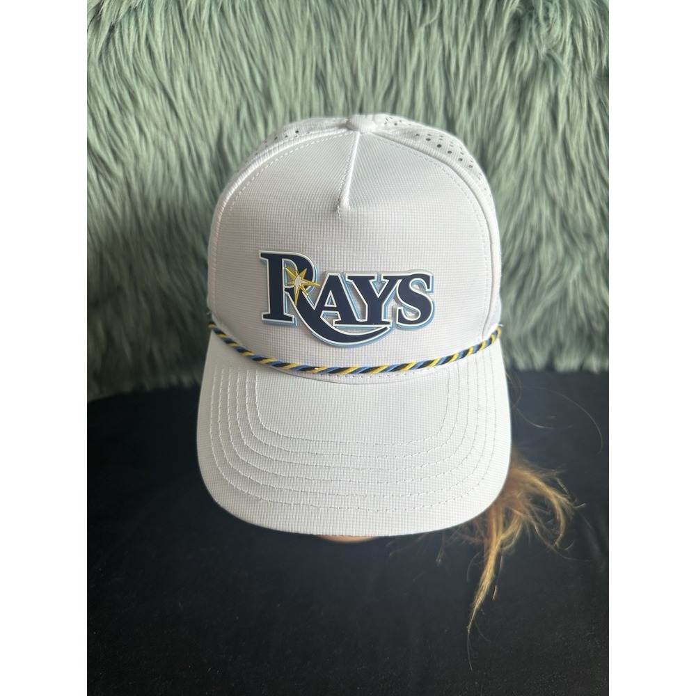 Tampa Bay Rays Adjustable Strap Mens Baseball Cap Hat White Melon Wear